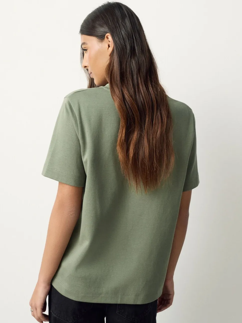 Kakigroen - Dik T-shirt met ronde hals en korte mouwen