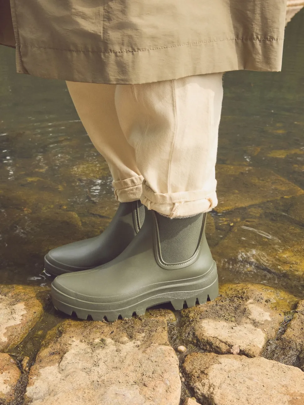Kakigroen - Faux Fur Lined Chelsea Ankle Wellies