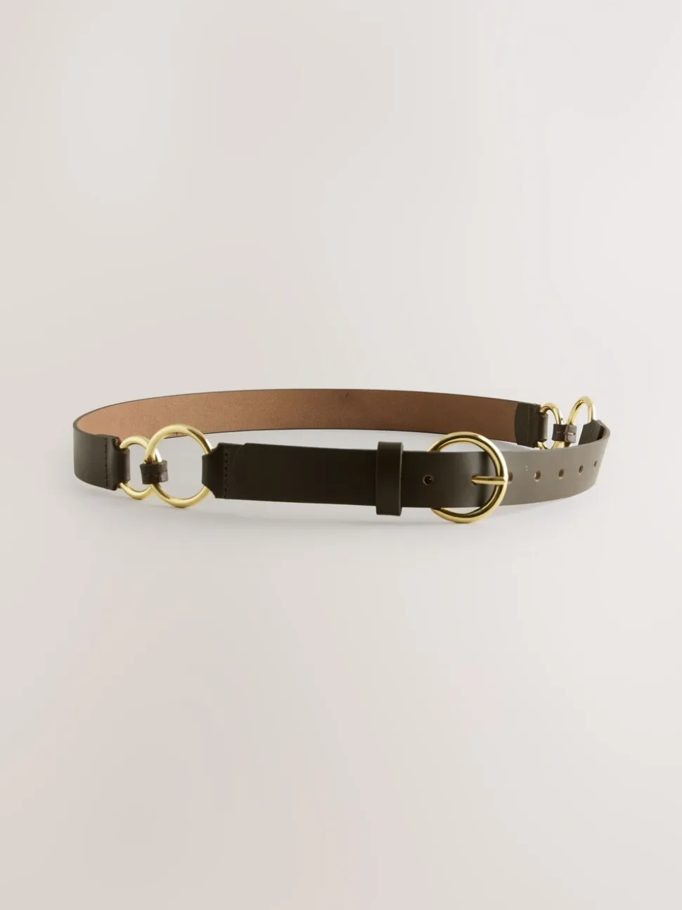 Kakigroen - Metal Ring Detail Regular Leather Belt