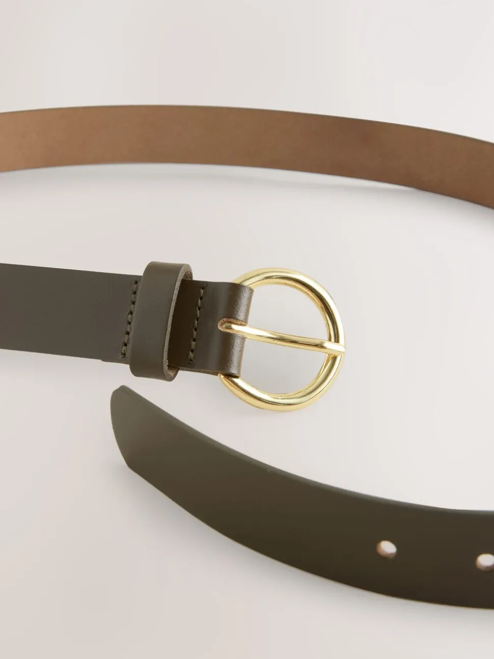 Kakigroen - Metal Ring Detail Regular Leather Belt