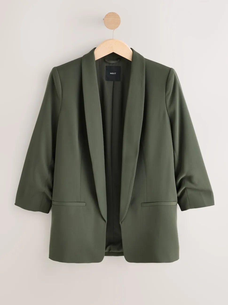 Kakigroen - Ruimvallend blazer met gerimpelde mouwen