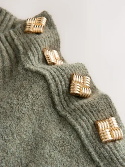 Kakigroen - Stand Neck Knitted Midi Jumper Dress