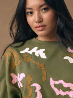 Kakigroen - Sweatshirt with Appliqué Details