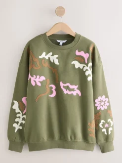 Kakigroen - Sweatshirt with Appliqué Details
