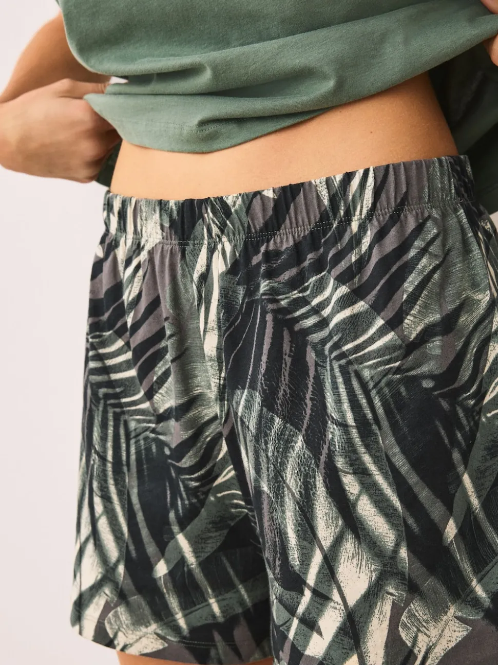 Kakigroen met palmprint - Pyjama met short