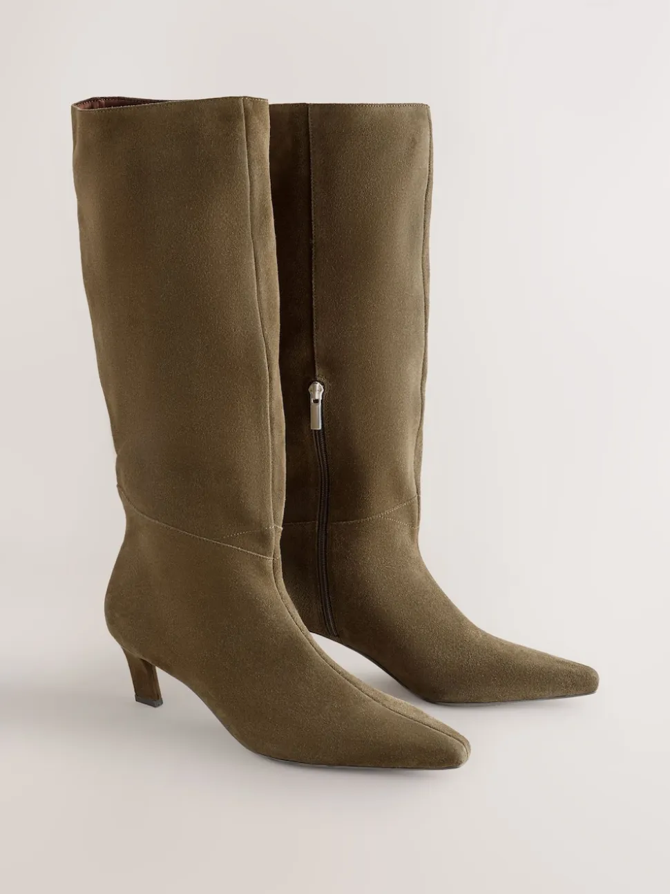 Kakigroen suède - Forever Comfort® Knee High Chisel Toe Heeled Boots