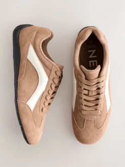 Kameelkleurig suède - Forever Comfort® Leather Slimsole Lace-Up Trainers
