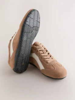 Kameelkleurig suède - Forever Comfort® Leather Slimsole Lace-Up Trainers