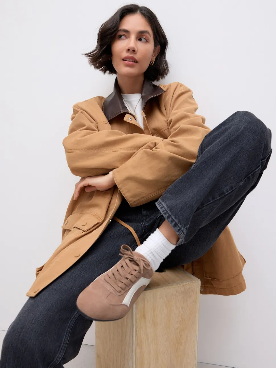 Kameelkleurig suède - Forever Comfort® Leather Slimsole Lace-Up Trainers