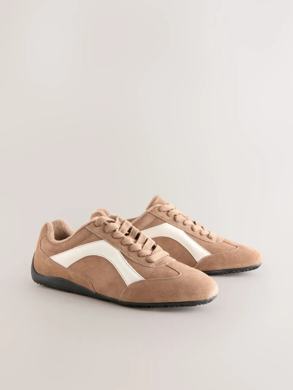 Kameelkleurig suède - Forever Comfort® Leather Slimsole Lace-Up Trainers