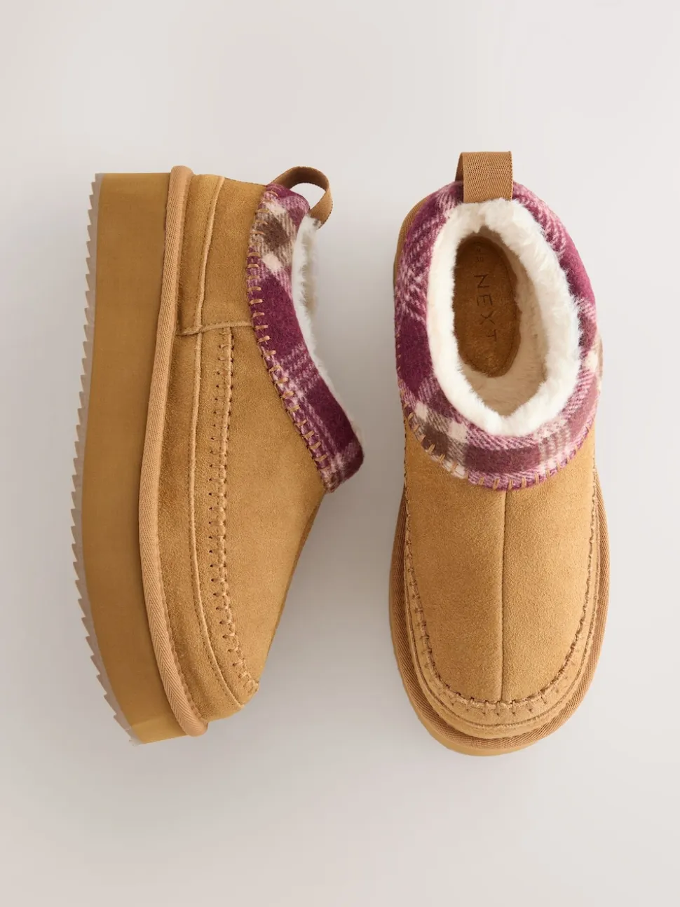 Kastanjebruin - Forever Comfort® Leather Fur Lined Cosy Platform Shoes