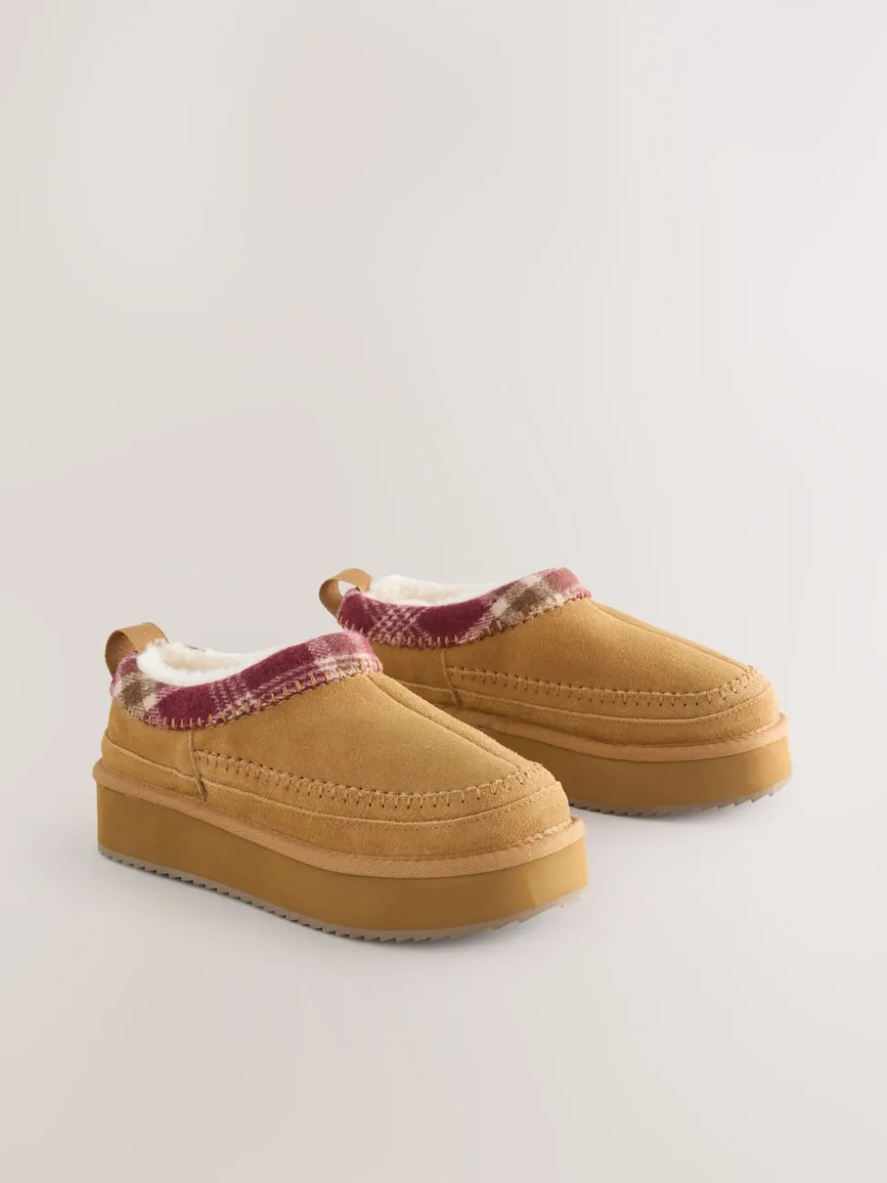Kastanjebruin - Forever Comfort® Leather Fur Lined Cosy Platform Shoes