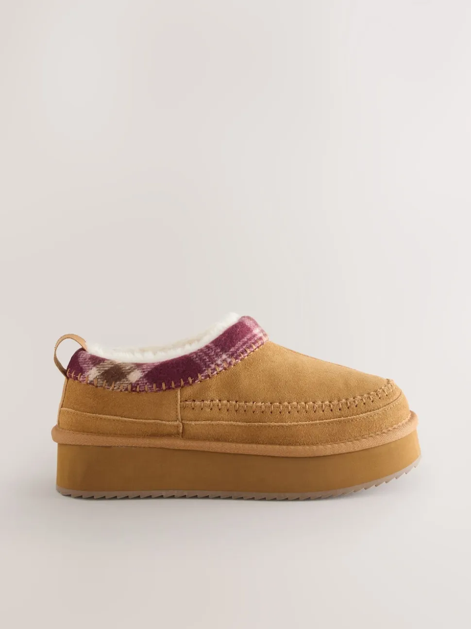 Kastanjebruin - Forever Comfort® Leather Fur Lined Cosy Platform Shoes
