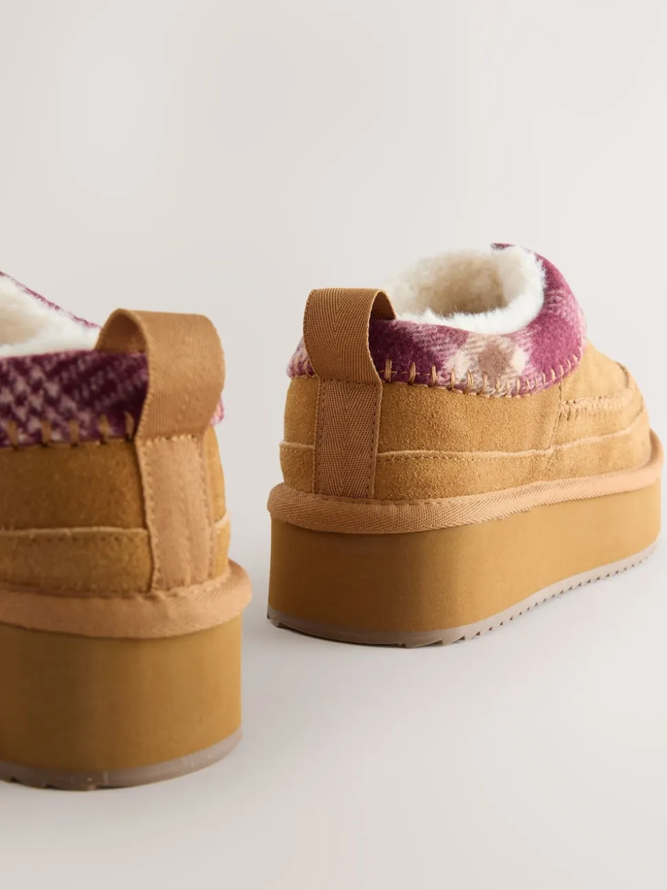 Kastanjebruin - Forever Comfort® Leather Fur Lined Cosy Platform Shoes