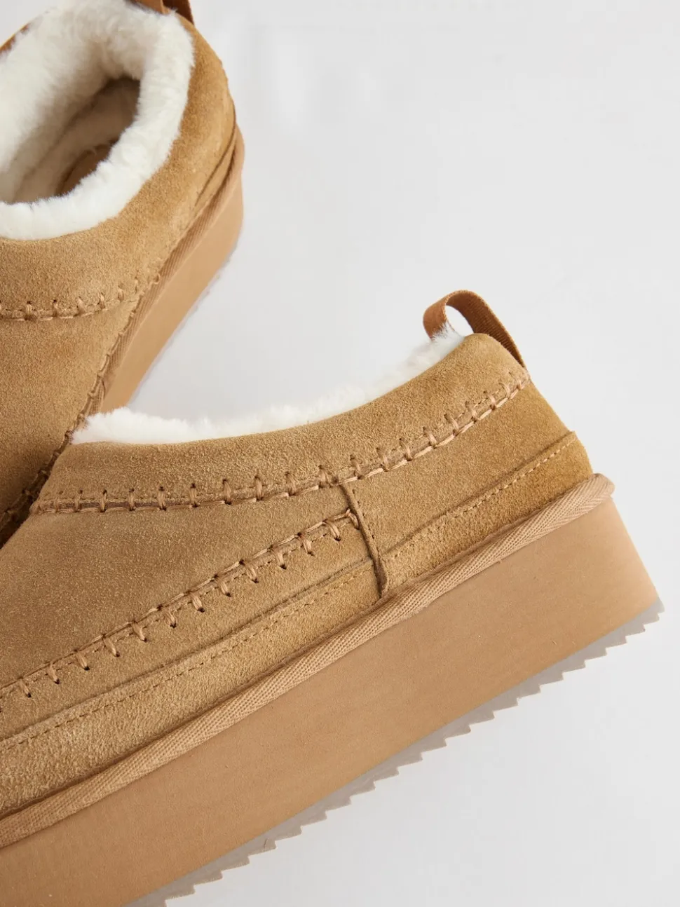 Kastanjebruin - Leather Cosy Borg Lined Slip-On Shoes