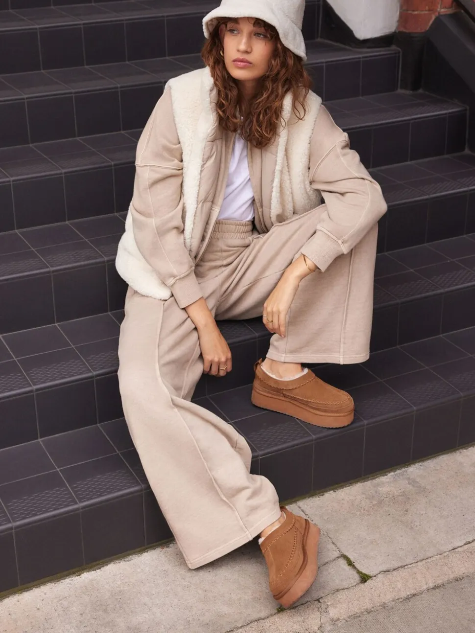 Kastanjebruin - Leather Cosy Borg Lined Slip-On Shoes