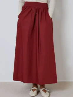 Kastanjebruin-rood - Threadbare Midi rok met zakken