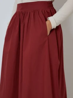 Kastanjebruin-rood - Threadbare Midi rok met zakken