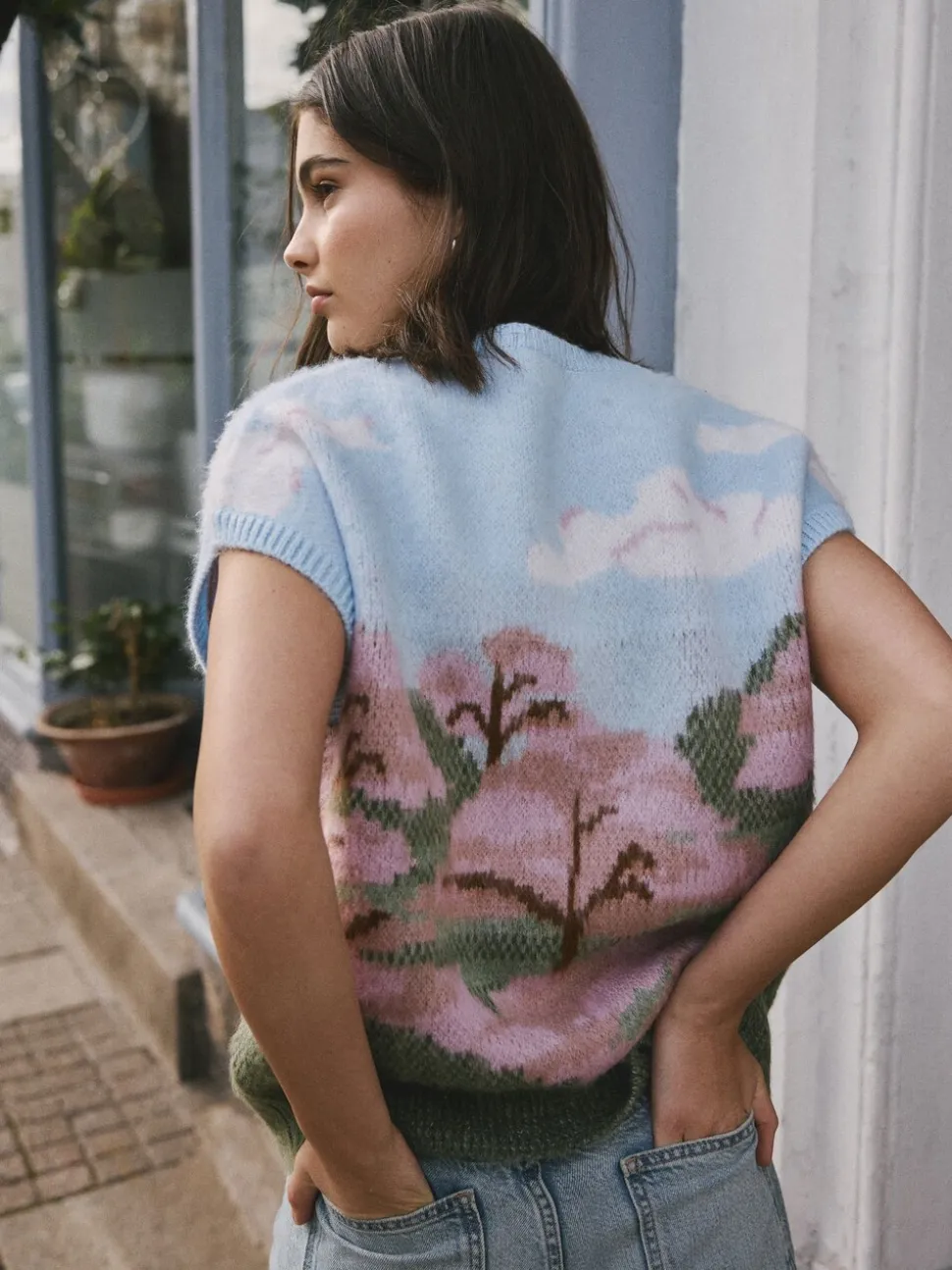 Kersenbloesemlandschap - Gebreide tanktop