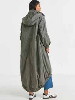 Khaki - Simply Be Longline Rubberised Raincoat.