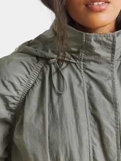 Khaki - Simply Be Longline Rubberised Raincoat.