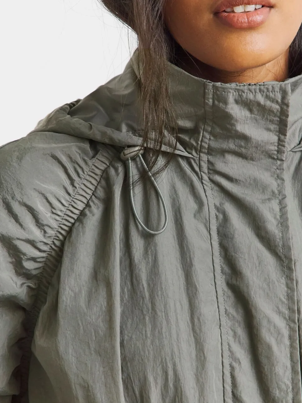 Khaki - Simply Be Longline Rubberised Raincoat.