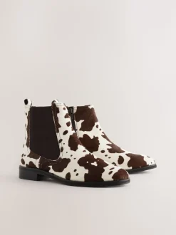 Koeienprint leer - Forever Comfort® Chelsea-enkellaarzen
