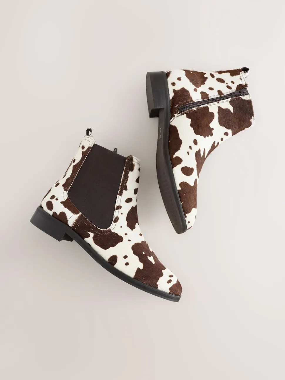 Koeienprint leer - Forever Comfort® Chelsea-enkellaarzen