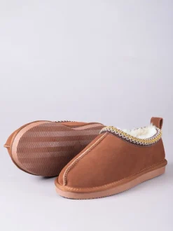 Lakeland Leather - Geborduurde pantoffelklompen met schapenvacht voor dames