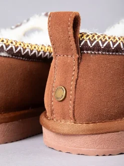 Lakeland Leather - Geborduurde pantoffelklompen met schapenvacht voor dames