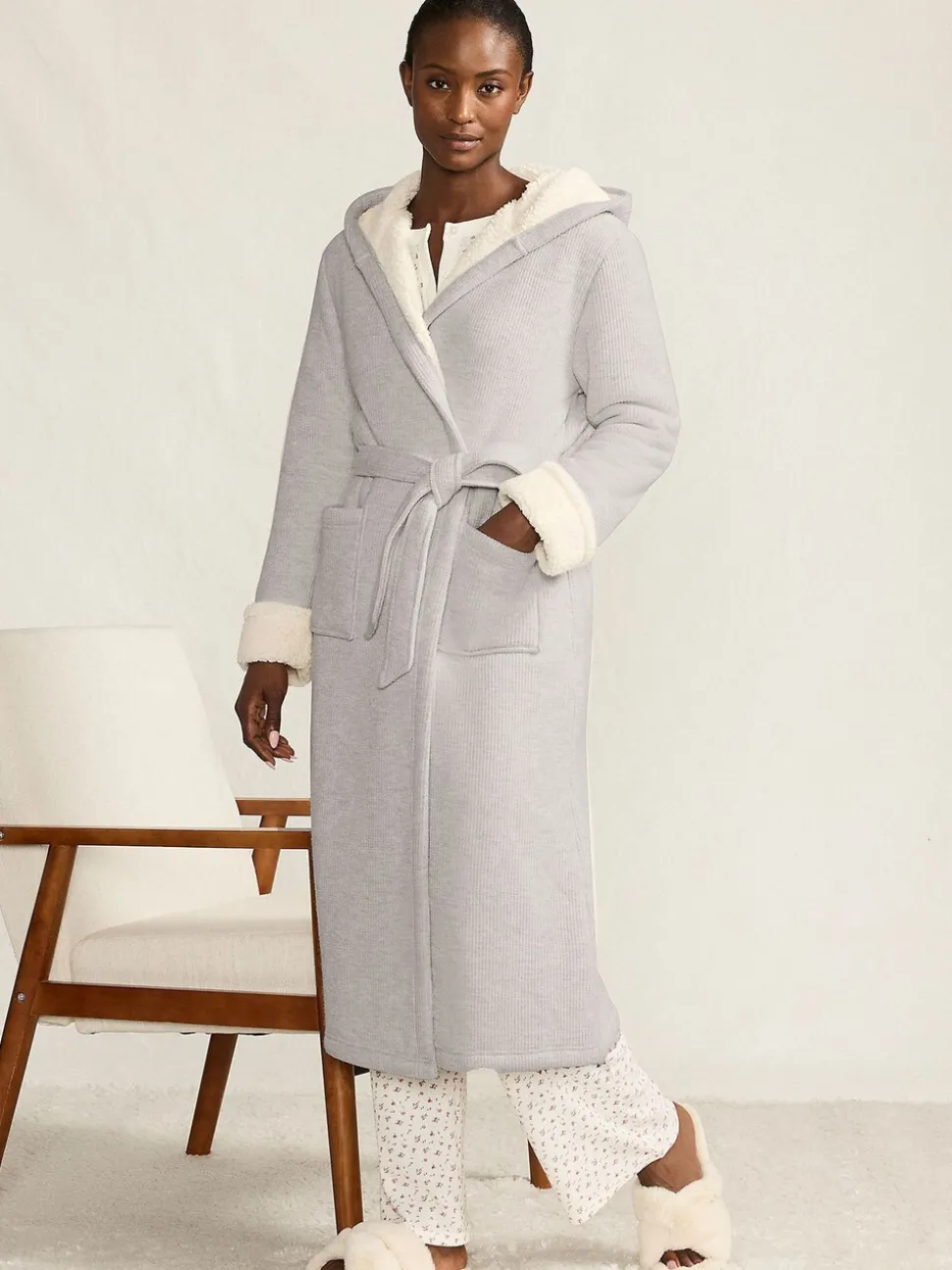 Lands' End Waffle Borg Cosy Dressing Gown