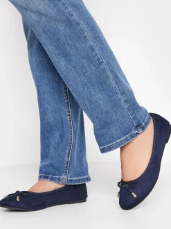 Lange Sally ballerina-imitatiesuèdeachtige pumps met wijde pasvorm