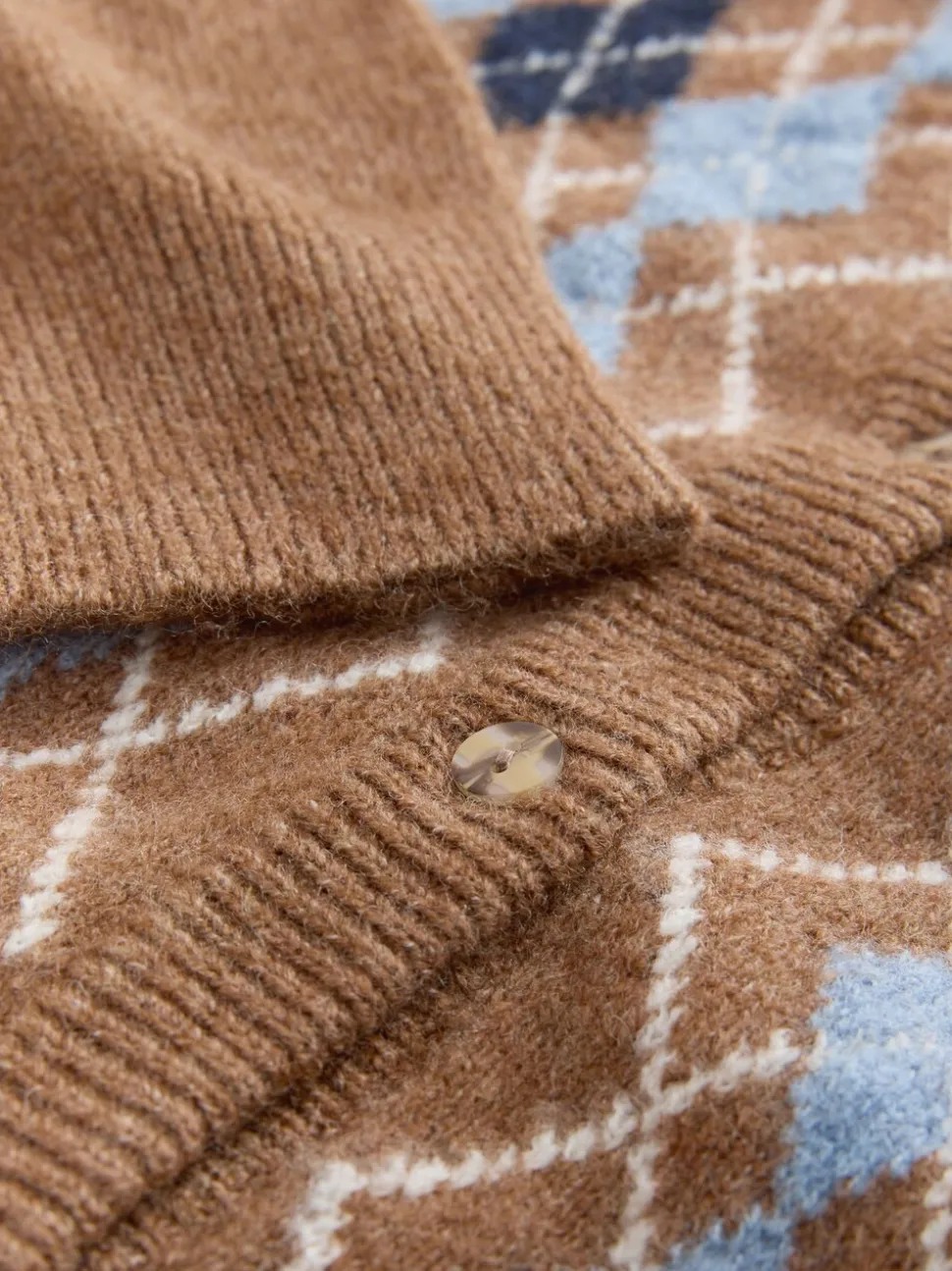 Laura Ashley Argyle Knit Cardigan with A Touch Of Wool