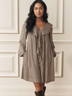 Laura Ashley Heritage Check Ruffle Front Mini Dress