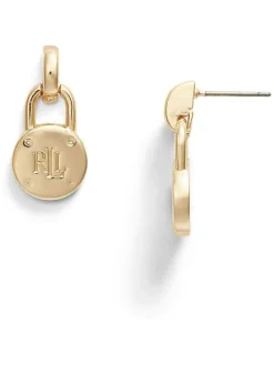 Lauren by Ralph Lauren® oorbellen met goudkleurig logo en hangslot