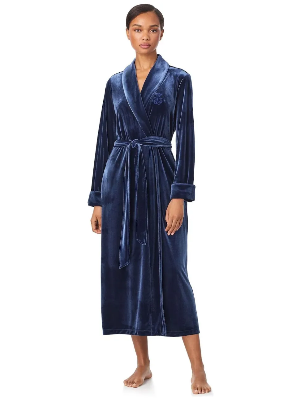 Lauren Ralph Lauren Velvet Long Sleeve Shawl Collar Robe