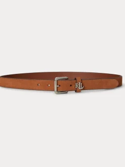 Lauren Tan - Lauren Ralph Lauren 2.5cm Skinny Logo-Keeper Leather Belt