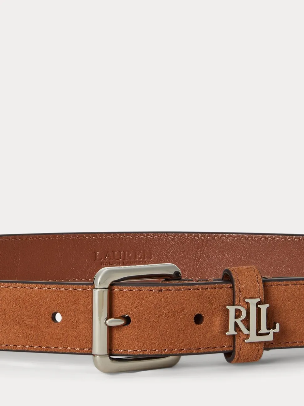 Lauren Tan - Lauren Ralph Lauren 2.5cm Skinny Logo-Keeper Leather Belt