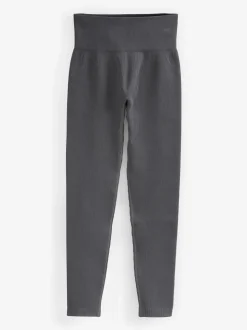 Leisteen grijs - Geribbelde naadloze legging met hoge taille