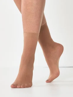 Licht beige - 5 Paar 20 denier enkelsokken