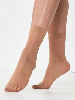 Licht beige - 5 Paar 20 denier enkelsokken