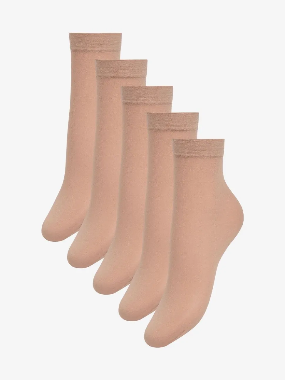 Licht beige - 5 Paar 20 denier enkelsokken