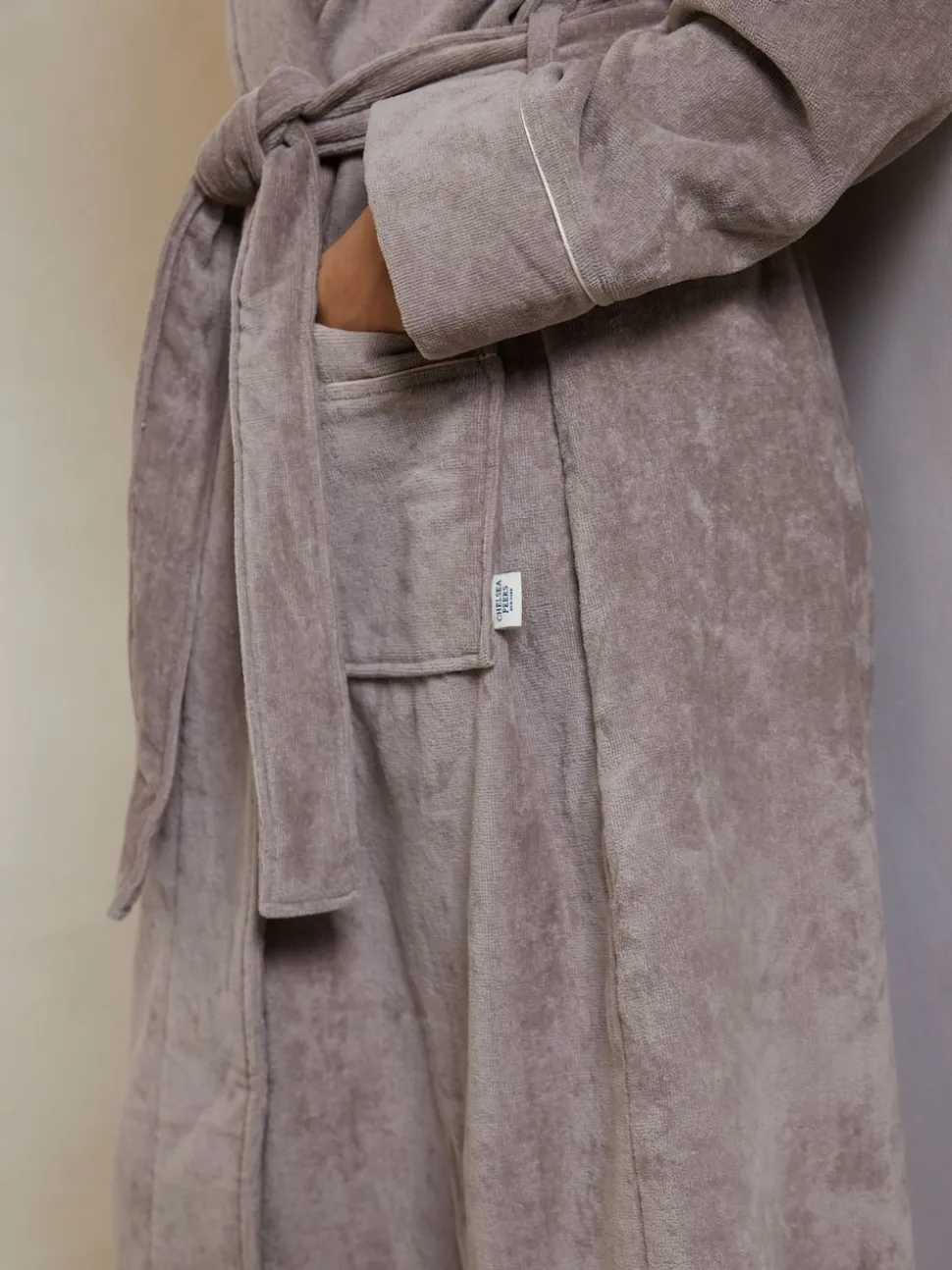 Licht beige - Chelsea Peers 100% Cotton Towelling Dressing Gown