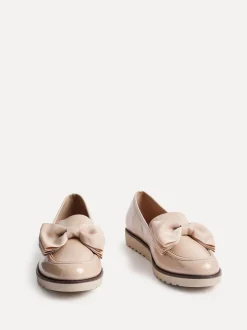 Licht beige - Linzi Cathy loafers met plateauzool en grote strik