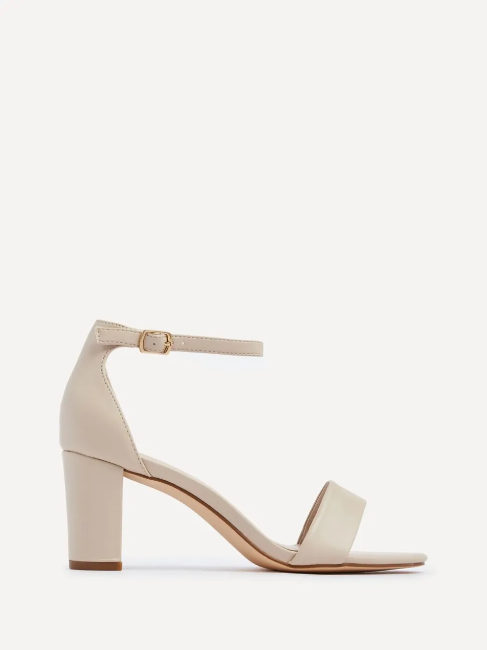 Licht beige - Linzi Franki met blokhak en open neus