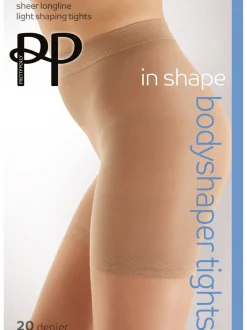Licht beige - Pretty Polly Bodyshaping Sheet Longline Tights 20 Denier 2 Pack