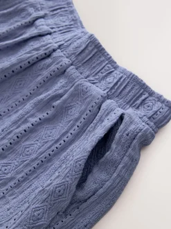 Lichtblauw - Broderie vakantieshorts