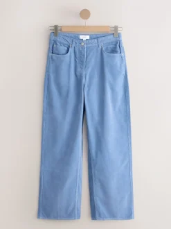 Lichtblauw - Corduroy broek met wijde pijpen