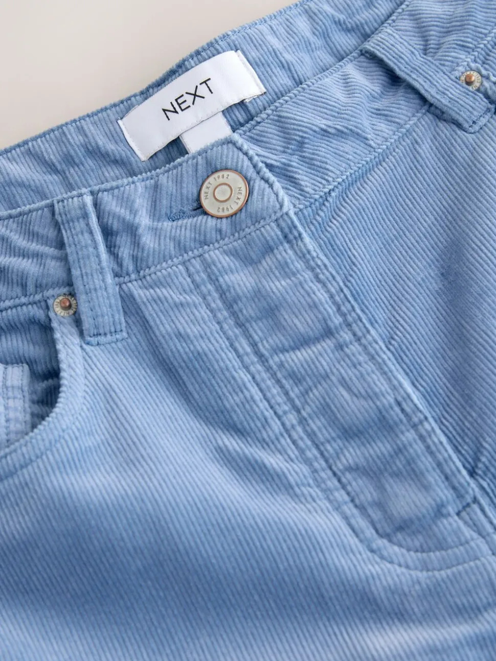 Lichtblauw - Corduroy broek met wijde pijpen