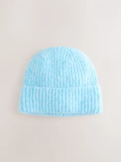 Lichtblauw - Geribbelde beanie-muts met wol